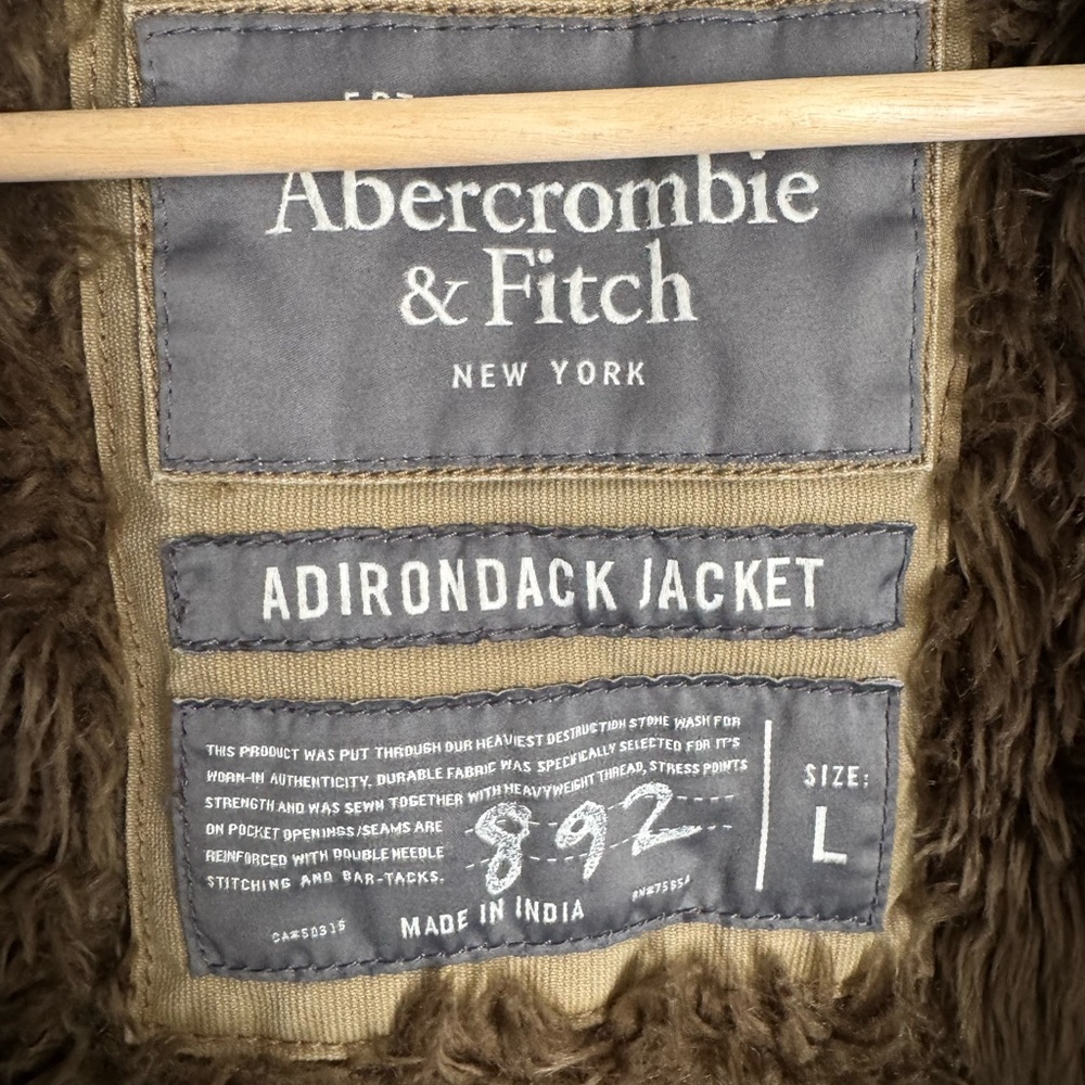 Abercrombie & Fitch Adirondack Jacket Men’s Large Faux Fur Lined Utility Coat - Picture 6 of 11